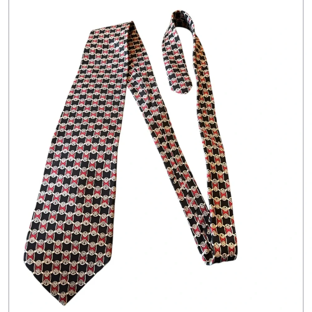 Carlo Palazzi Silk Geometric Abstract Tie Hand Made in Italy 4”W 59”L